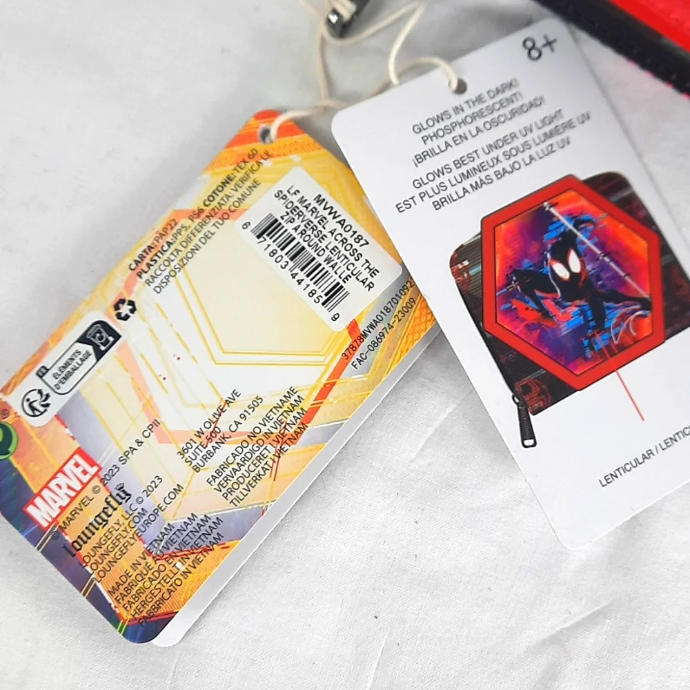 Loungefly Spiderman Spiderverse Lenticular Glow in The Dark Wallet Zip Around - Picture 3 of 11